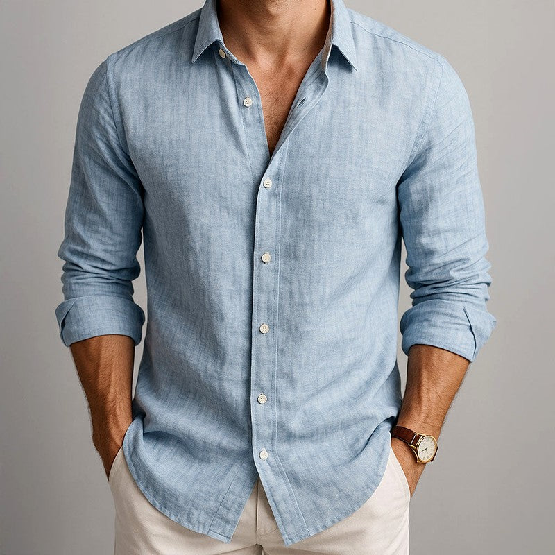 Augustin - Men's Collared Long Sleeve Relaxed Shirt