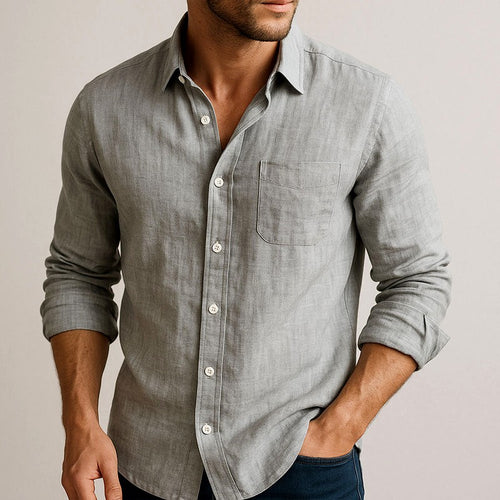 Augustin - Men's Collared Long Sleeve Relaxed Shirt