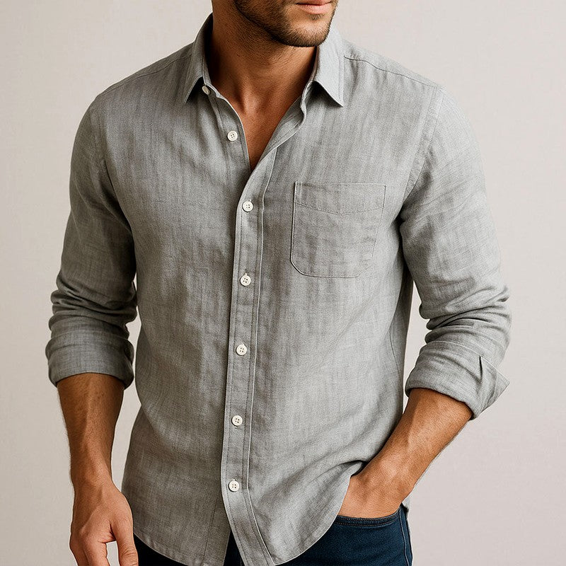 Augustin - Men's Collared Long Sleeve Relaxed Shirt