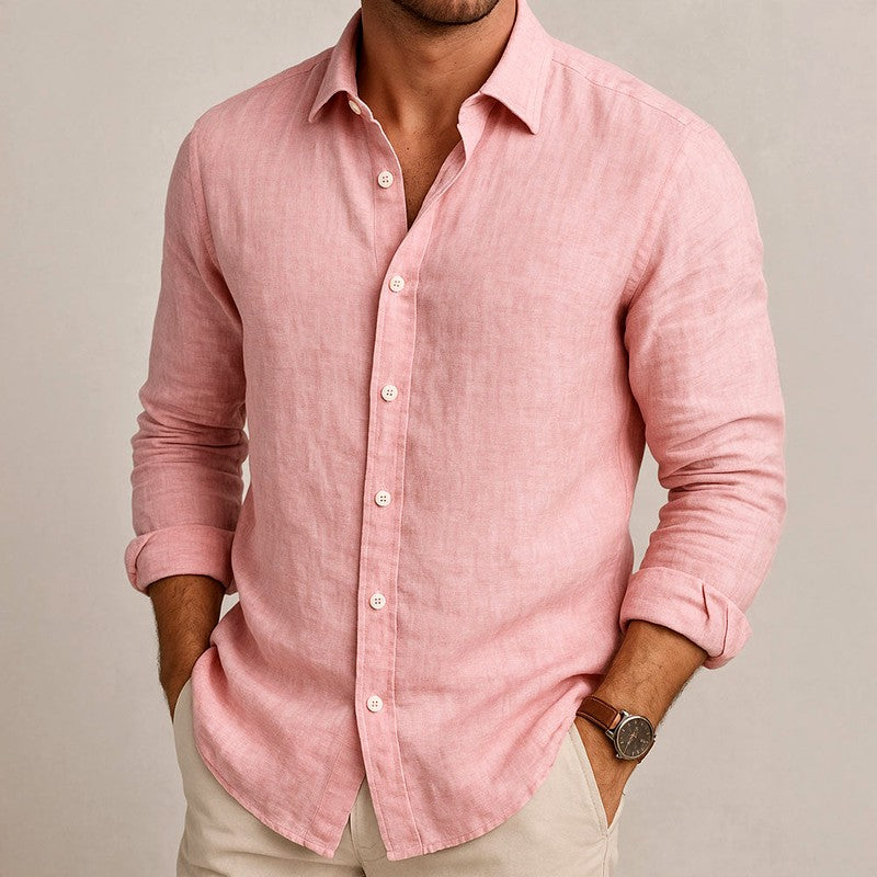 Augustin - Men's Collared Long Sleeve Relaxed Shirt