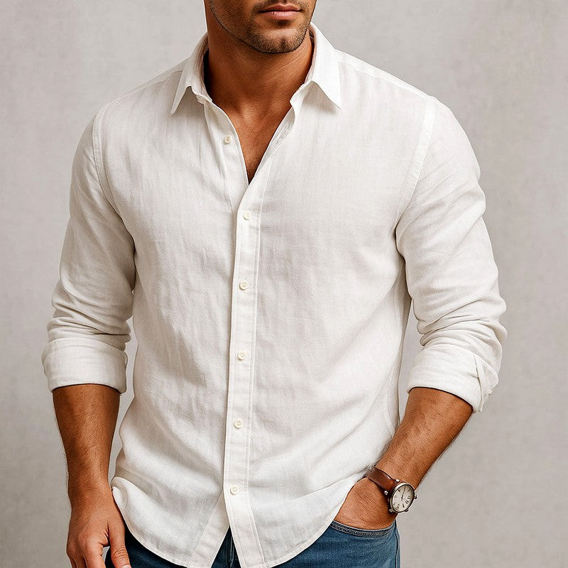 Augustin - Men's Collared Long Sleeve Relaxed Shirt