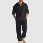 Aaron - Men's Linen-Blend Two-Piece Beach Set