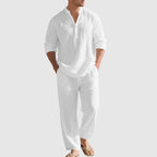 Aaron - Men's Linen-Blend Two-Piece Beach Set