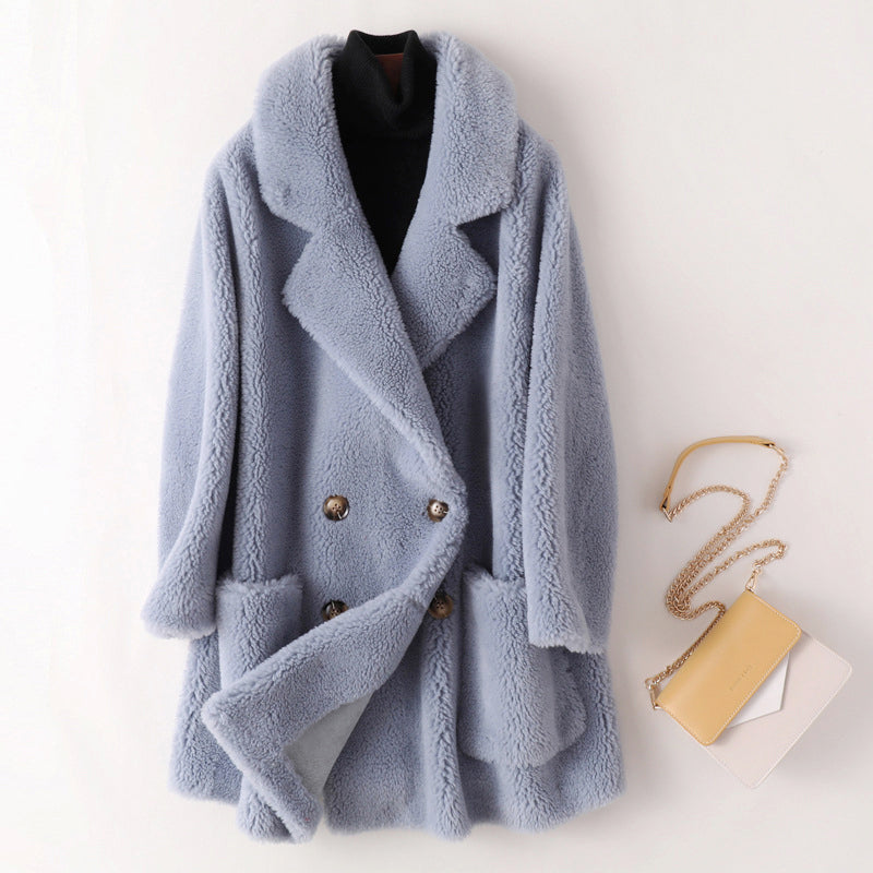 Abigail - Women's Plush Double-Breasted Teddy Coat