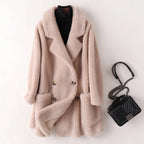 Abigail - Women's Plush Double-Breasted Teddy Coat
