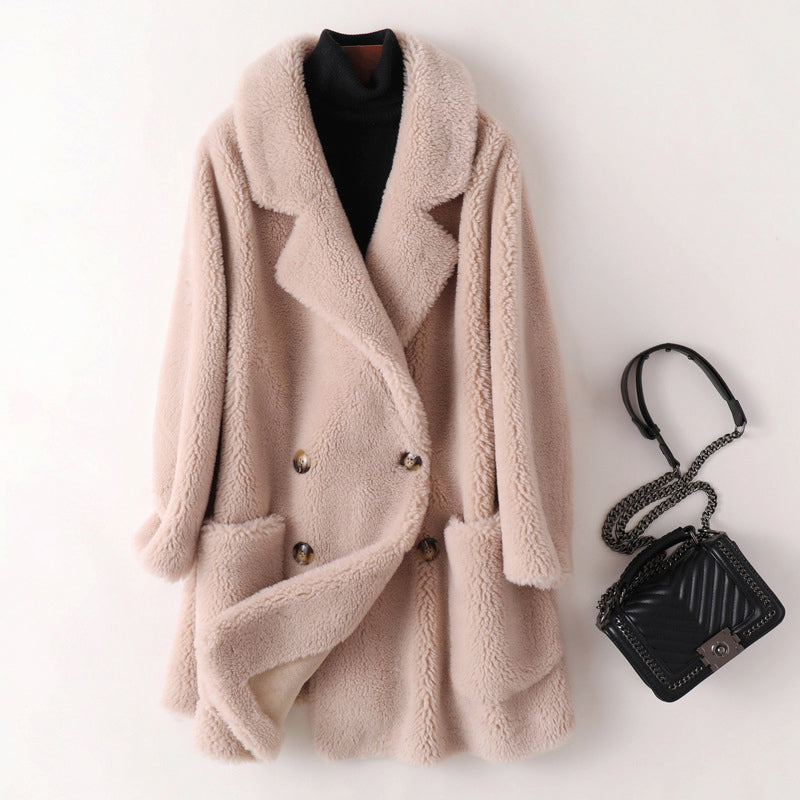 Abigail - Women's Plush Double-Breasted Teddy Coat