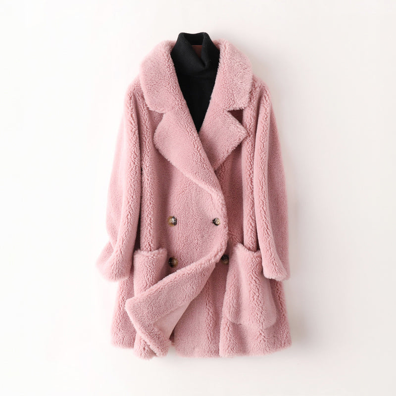 Abigail - Women's Plush Double-Breasted Teddy Coat