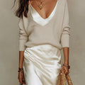 Abigail - Women’s Ribbed Sweater and Satin Dress Set