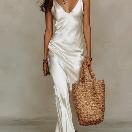 Abigail - Women’s Ribbed Sweater and Satin Dress Set