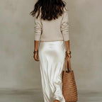 Abigail - Women’s Ribbed Sweater and Satin Dress Set
