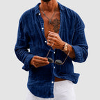 Adam - Men's Lightweight Linen Button-Up Shirt