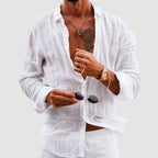 Adam - Men's Lightweight Linen Button-Up Shirt