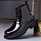 Adan - Men's Glossy Patent Combat Boots