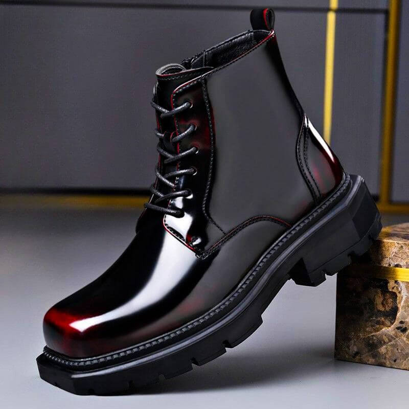 Adan - Men's Glossy Patent Combat Boots