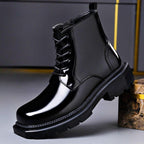 Adan - Men's Glossy Patent Combat Boots