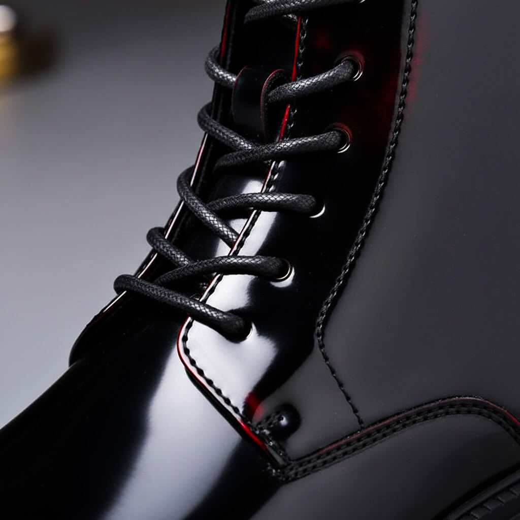 Adan - Men's Glossy Patent Combat Boots