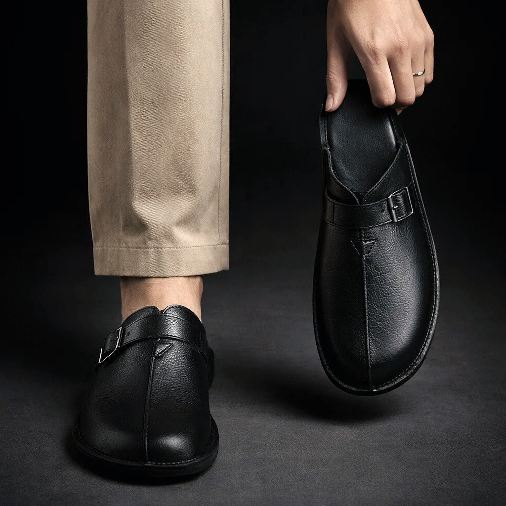Adriel - Men’s Casual Buckle Strap Backless Loafers