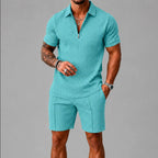 Alan - Men's Textured Knit Half-Zip Co-ord Set