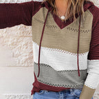 Alana - Women's Colorblock Hooded Knit Sweater