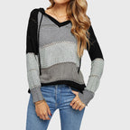 Alana - Women's Colorblock Hooded Knit Sweater