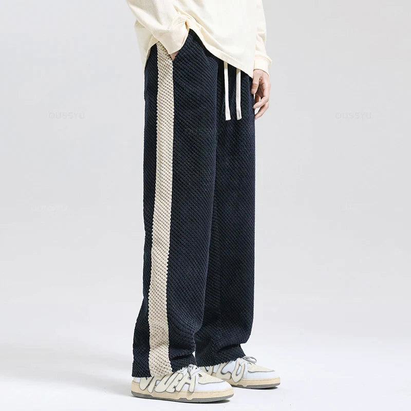 Alberto - Men's Metro Corduroy Wide-Leg Side-Stripe Pants
