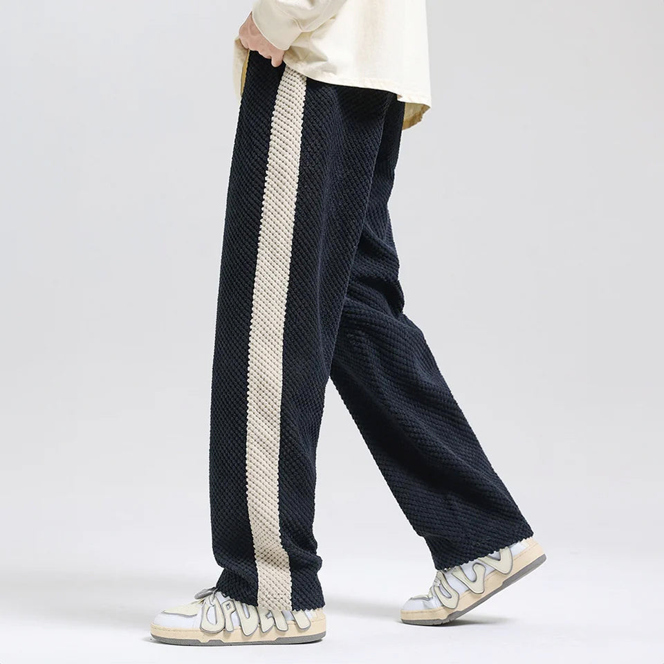 Alberto - Men's Metro Corduroy Wide-Leg Side-Stripe Pants