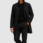 Alex - Men's Stand-Collar Button-Front Wool-Blend Overcoat