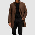 Alex - Men's Stand-Collar Button-Front Wool-Blend Overcoat