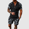 Alexander - Men's Camo Panel Zip Polo and Shorts Set