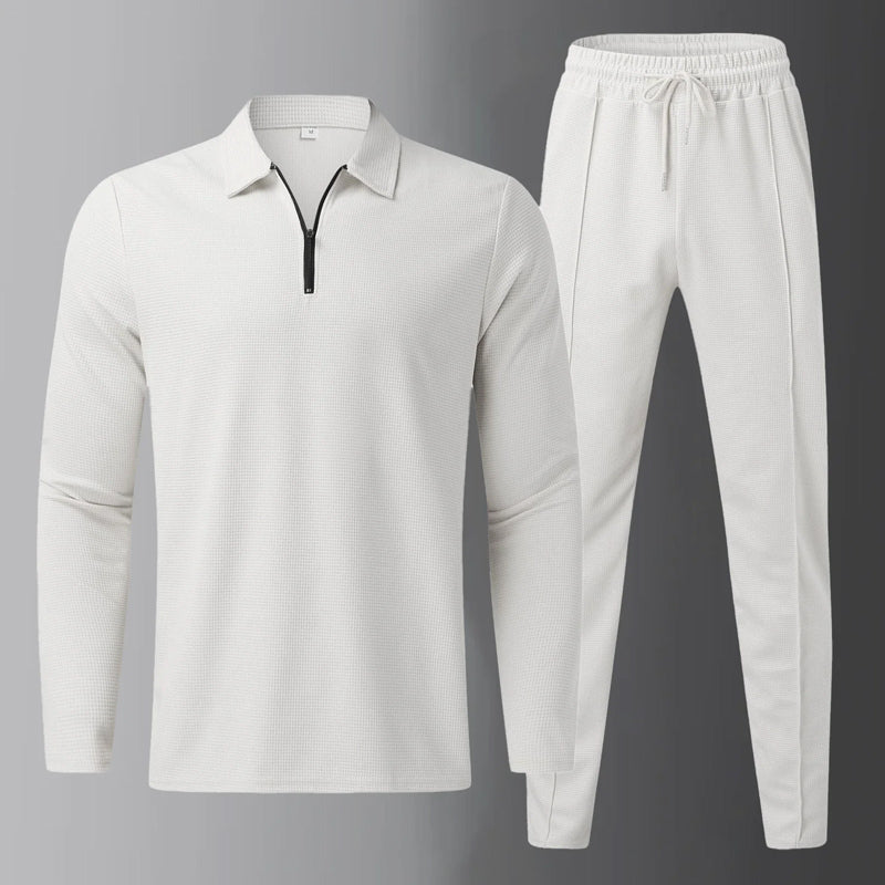 Alexander - Men's Waffle Knit Long Sleeve Polo Set