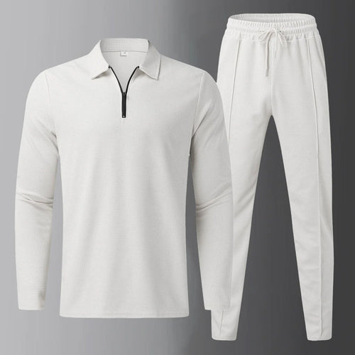 Alexander - Men's Waffle Knit Long Sleeve Polo Set