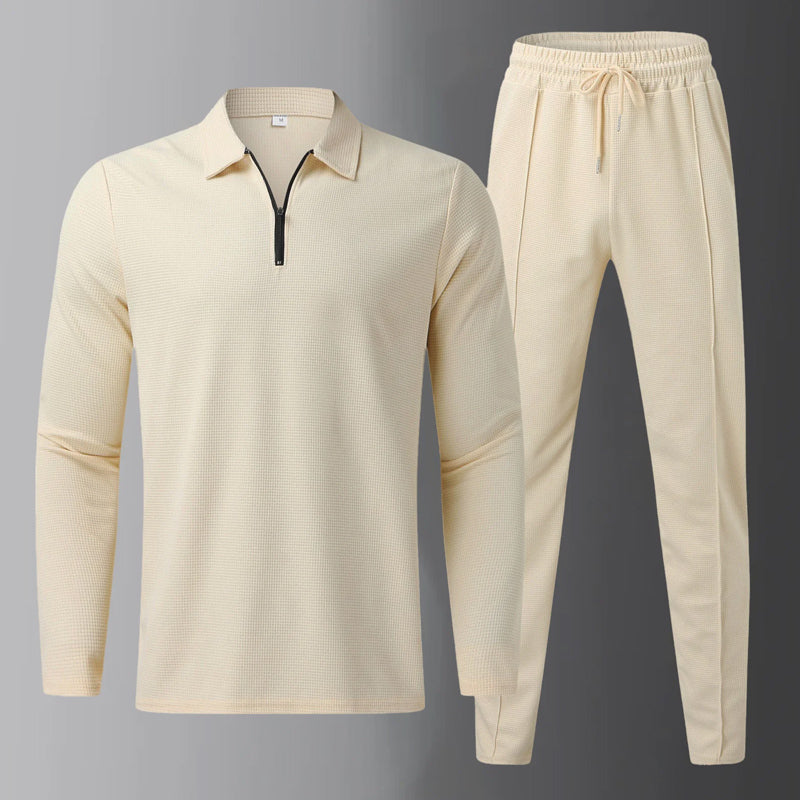 Alexander - Men's Waffle Knit Long Sleeve Polo Set