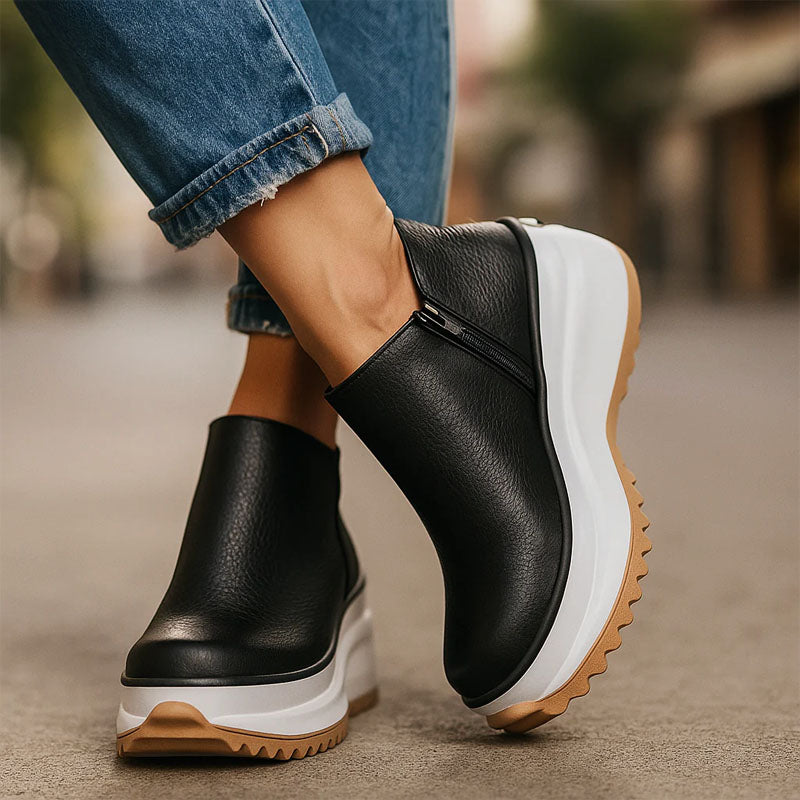 Alice - Women's Chunky Sole Side Zip Ankle Boots