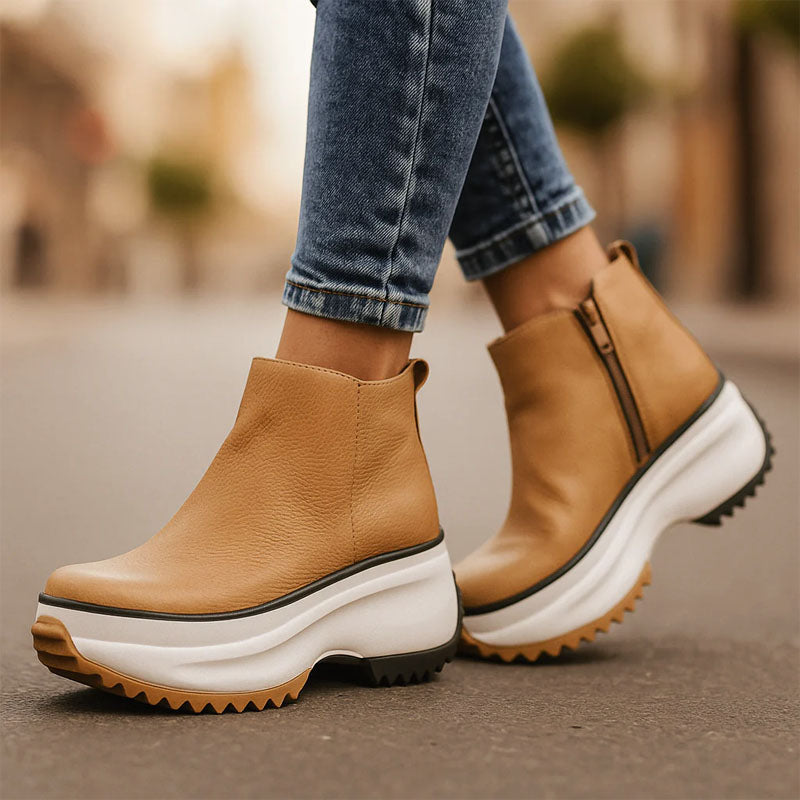 Alice - Women's Chunky Sole Side Zip Ankle Boots