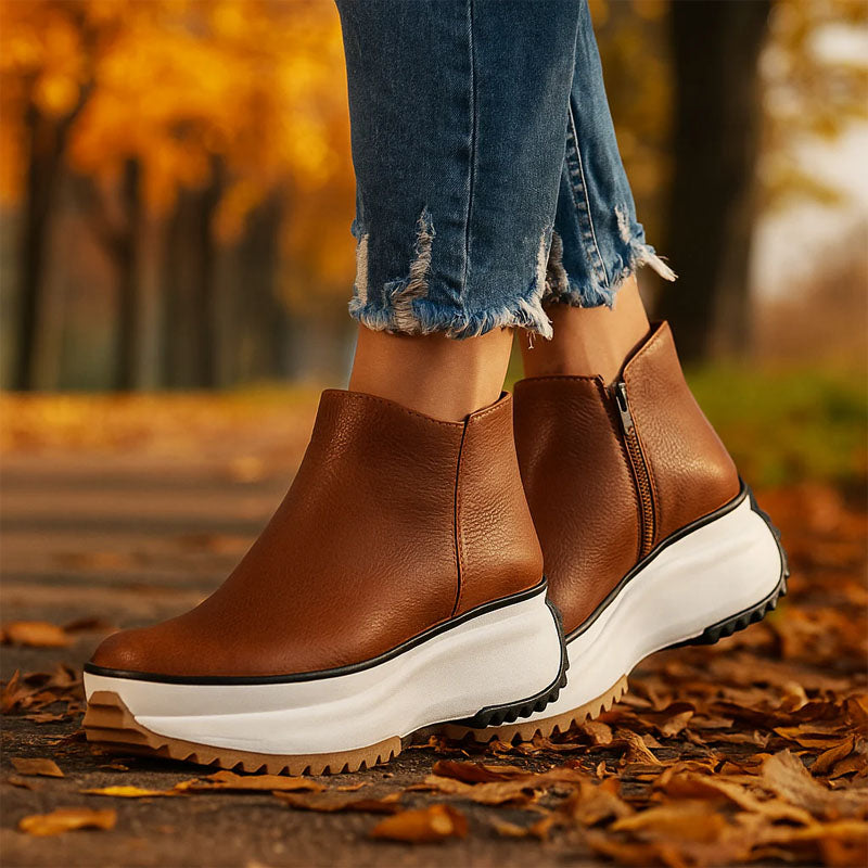 Alice - Women's Chunky Sole Side Zip Ankle Boots