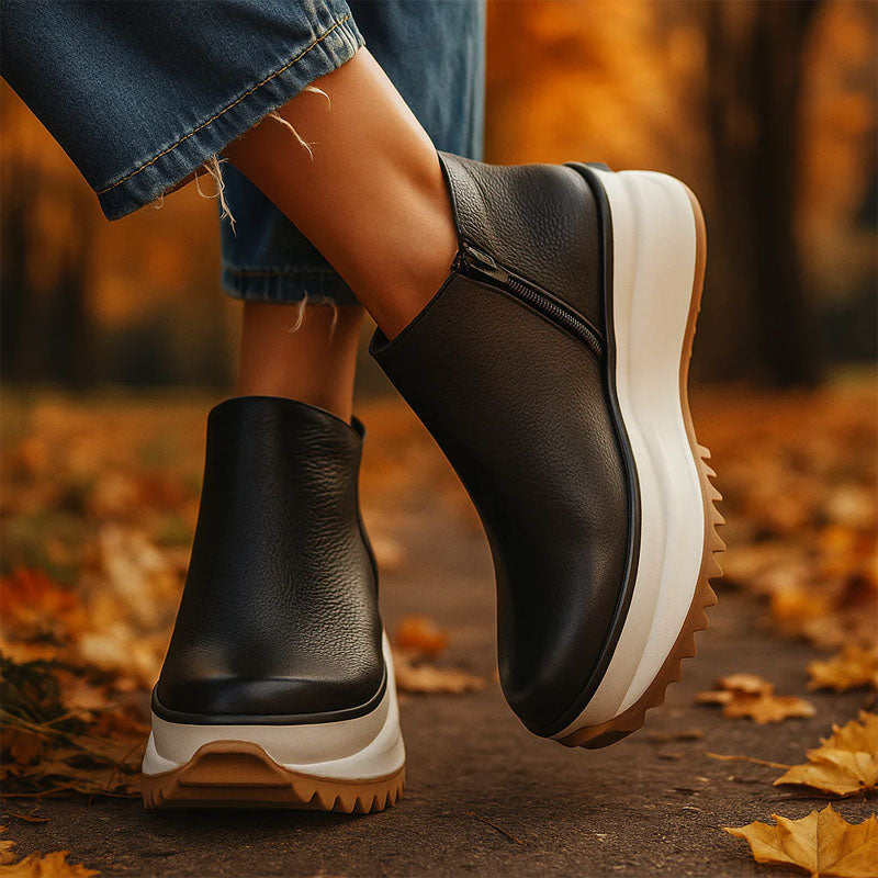 Alice - Women's Chunky Sole Side Zip Ankle Boots