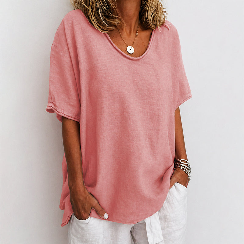Alice - Women's Oversized Drop Shoulder Scoop Neck Shirt