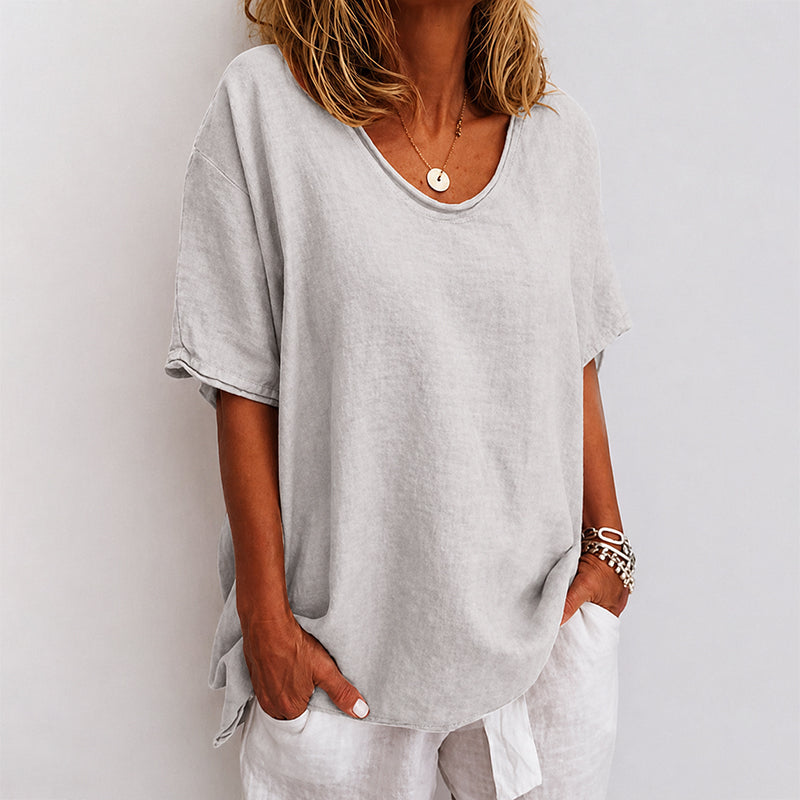 Alice - Women's Oversized Drop Shoulder Scoop Neck Shirt