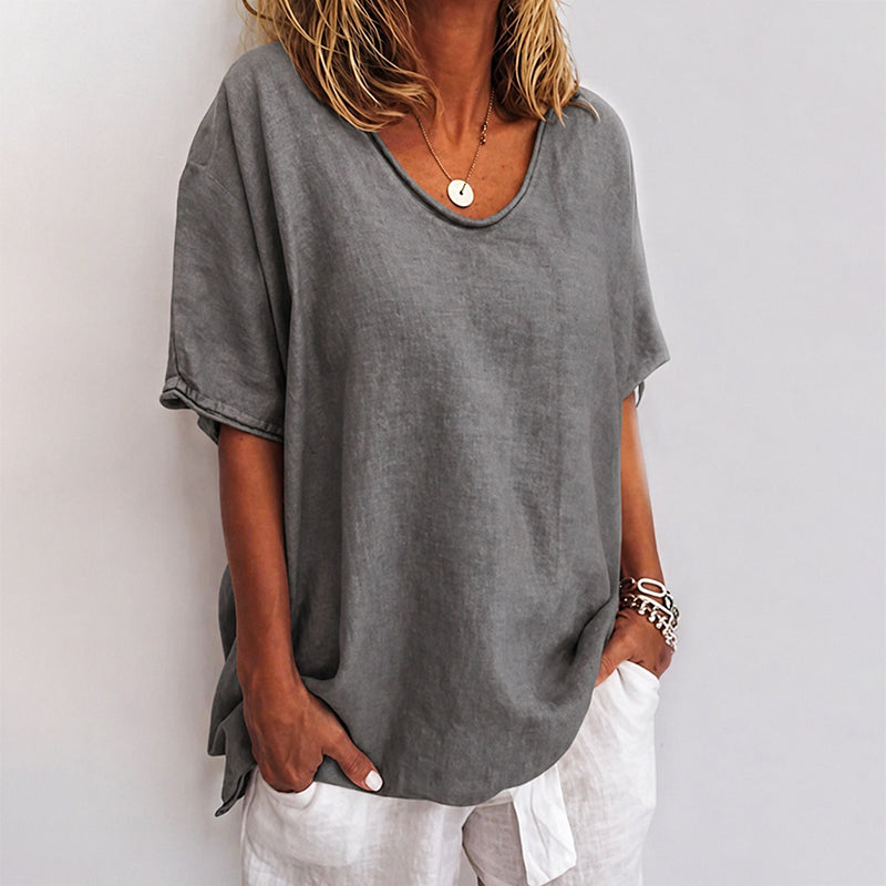 Alice - Women's Oversized Drop Shoulder Scoop Neck Shirt