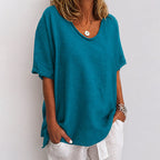 Alice - Women's Oversized Drop Shoulder Scoop Neck Shirt