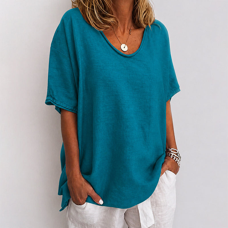 Alice - Women's Oversized Drop Shoulder Scoop Neck Shirt
