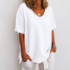 Alice - Women's Oversized Drop Shoulder Scoop Neck Shirt
