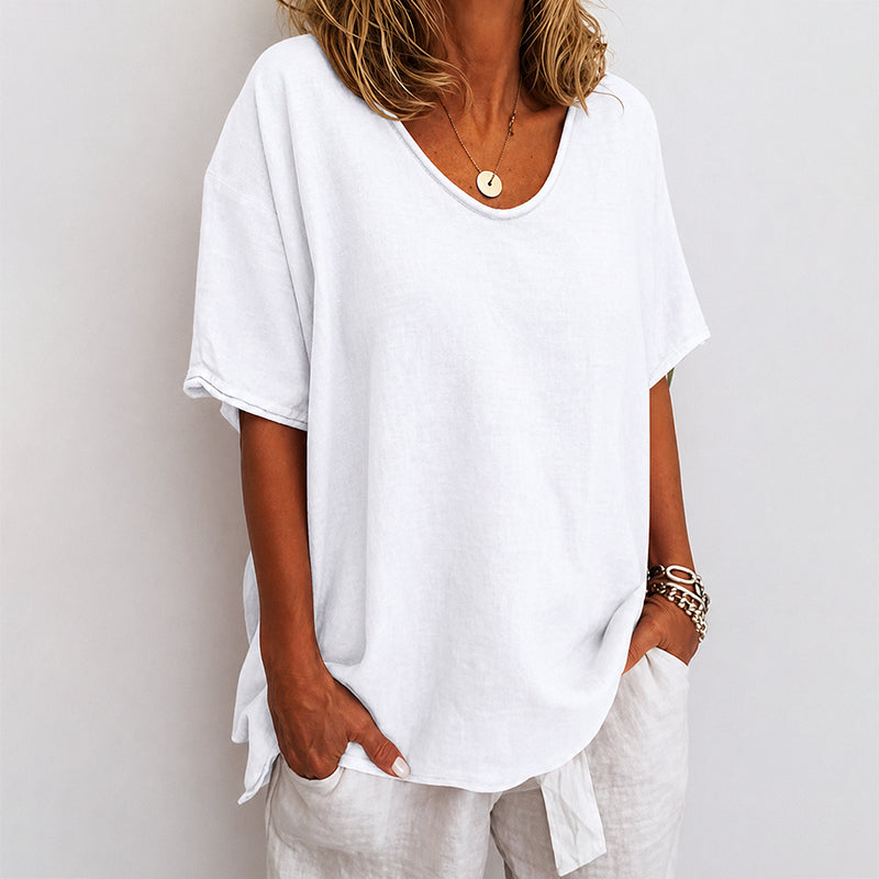 Alice - Women's Oversized Drop Shoulder Scoop Neck Shirt