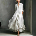 Alida - Women's Mandarin Collar Layered Maxi Dress