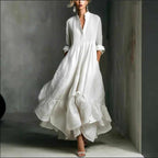 Alida - Women's Mandarin Collar Layered Maxi Dress