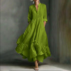 Alida - Women's Mandarin Collar Layered Maxi Dress