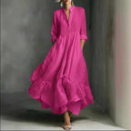 Alida - Women's Mandarin Collar Layered Maxi Dress
