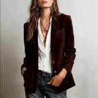 Alison - Women's Suede Single-Breasted Retro Blazer Jacket