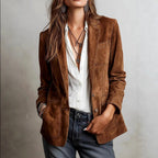 Alison - Women's Suede Single-Breasted Retro Blazer Jacket