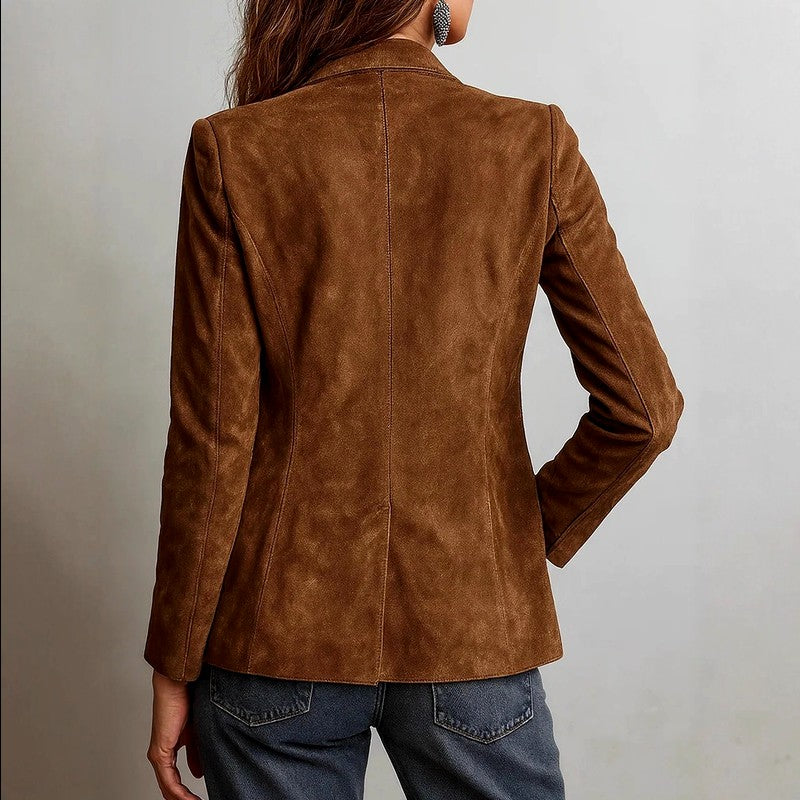 Alison - Women's Suede Single-Breasted Retro Blazer Jacket